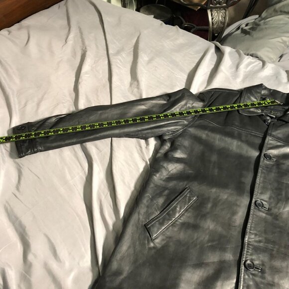 Banana Republic Mens Moto Leather Jacket Medium Black Quilted Button Up Collared - Picture 9 of 16